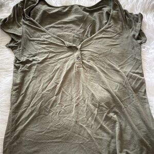 American Eagle Outfitters Khaki Short Sleeve Top